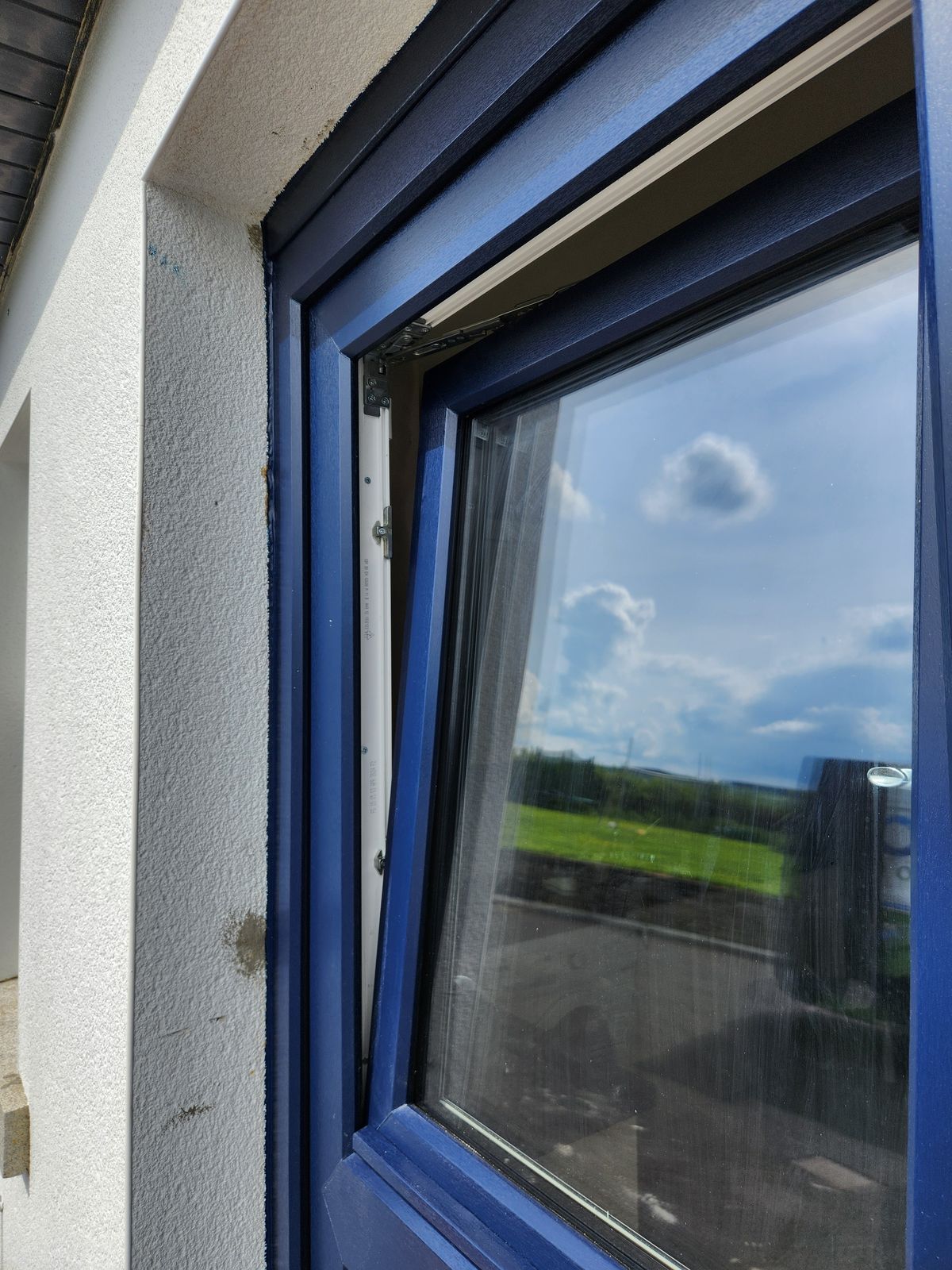 Blue window, opened on tilt