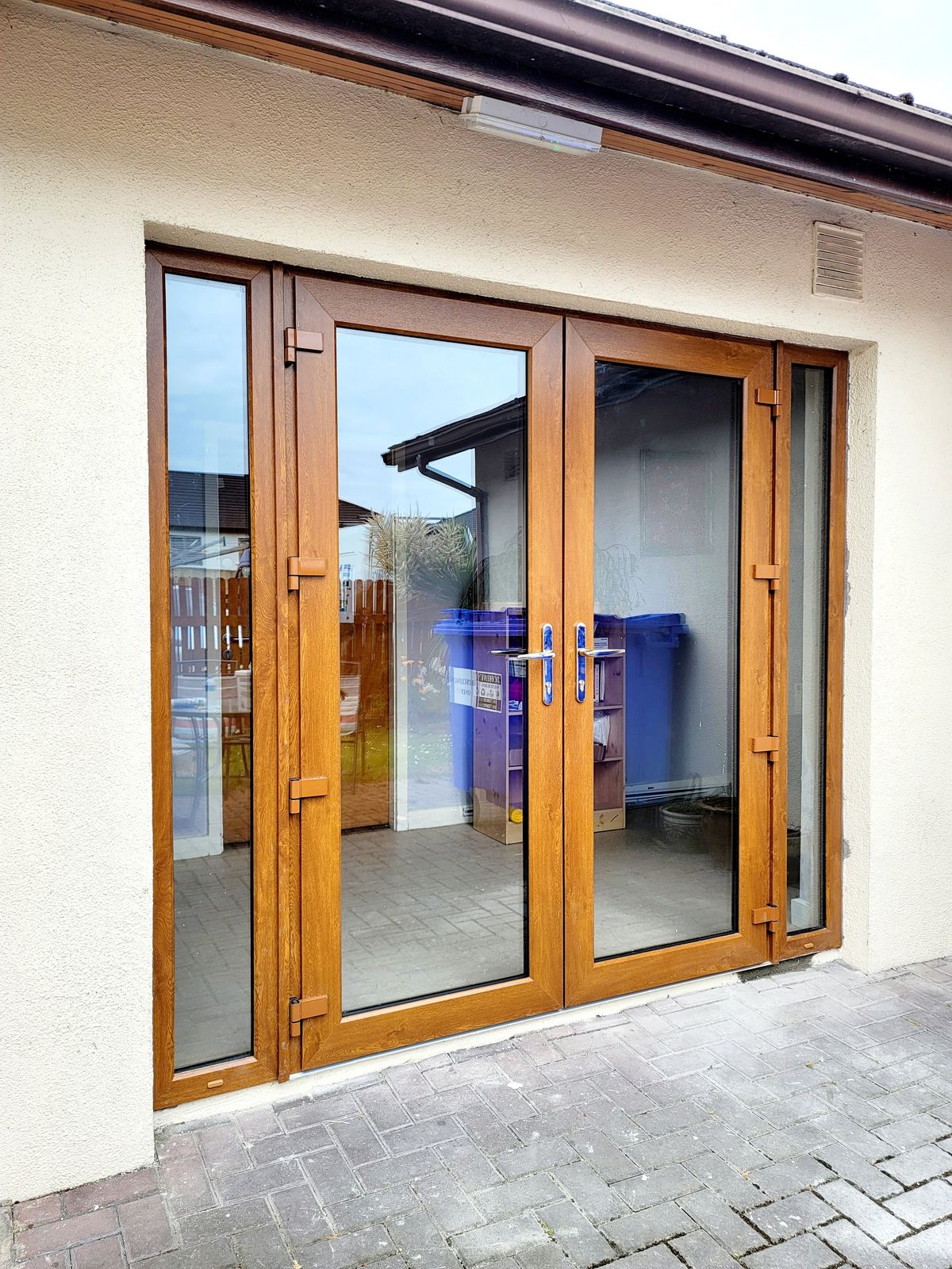 Golden oak French doors