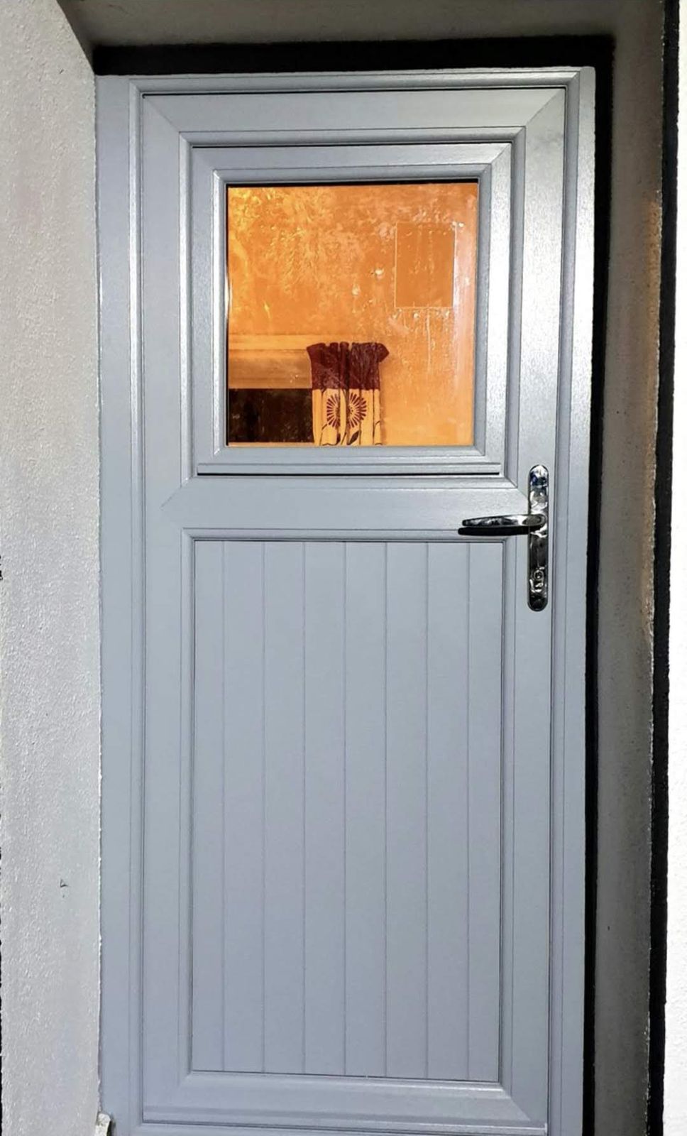 Grey stable door with glazed top