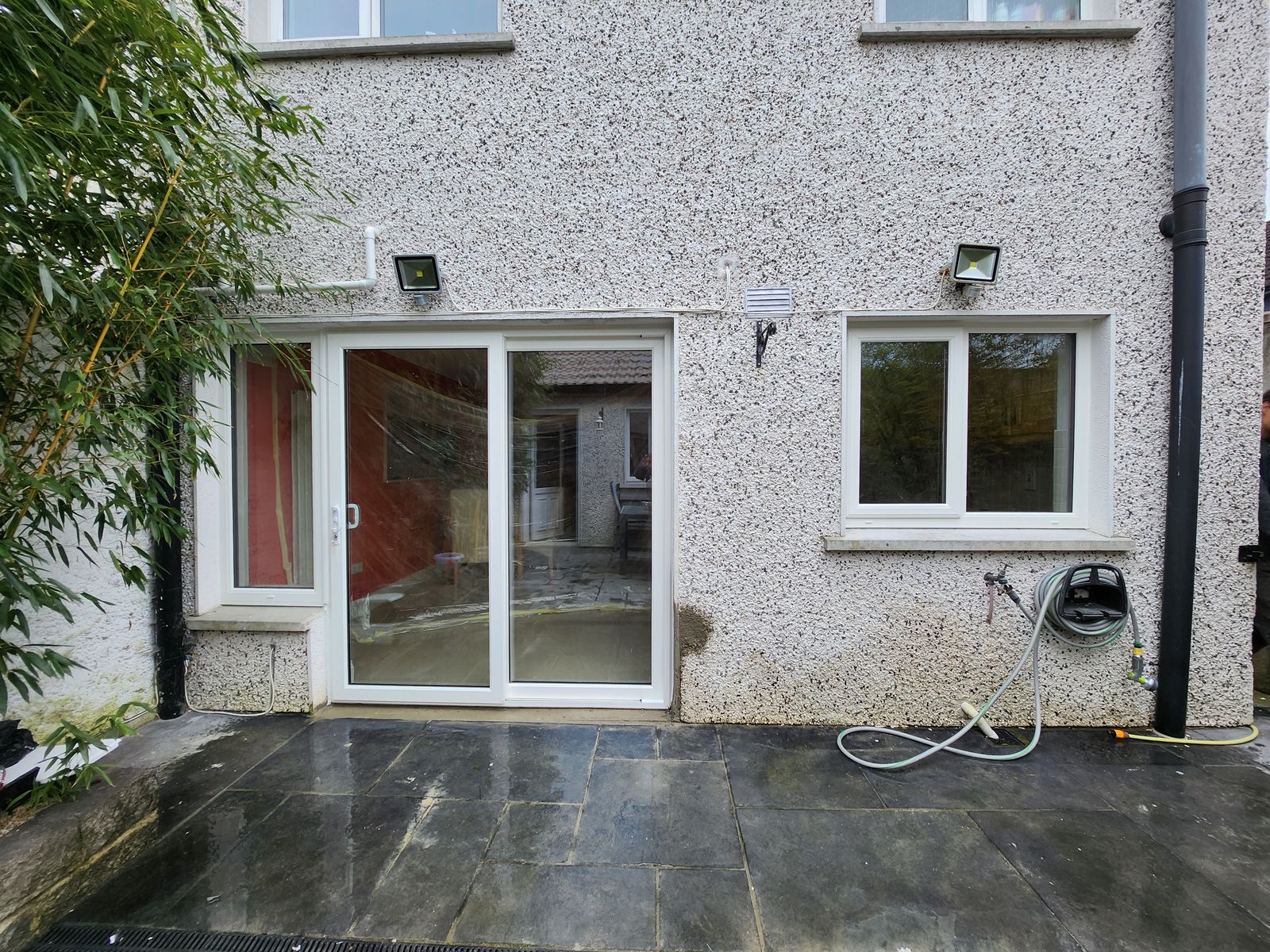 White sliding patio door and window